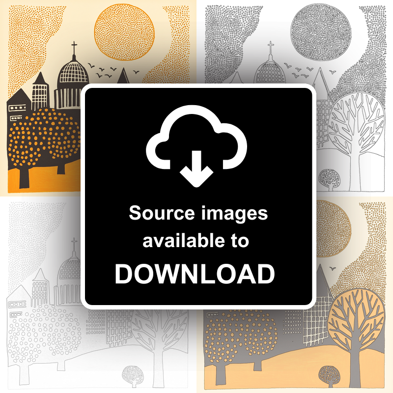 St Paul's Cathedral, London Linoprint-Style Art (195-3)