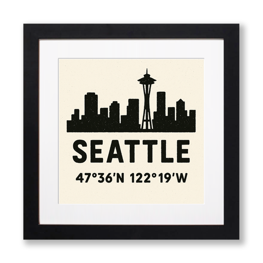 Place Coordinates Linoprint-Style Art (c339)