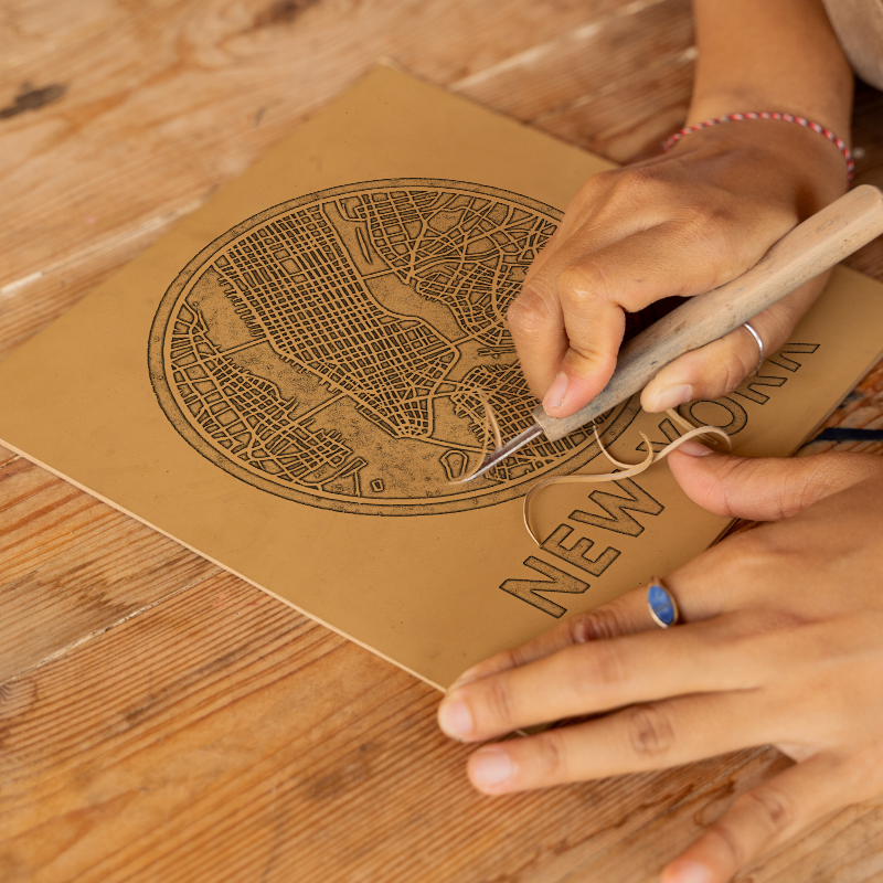 Maps Linoprint-Style Art (c27)