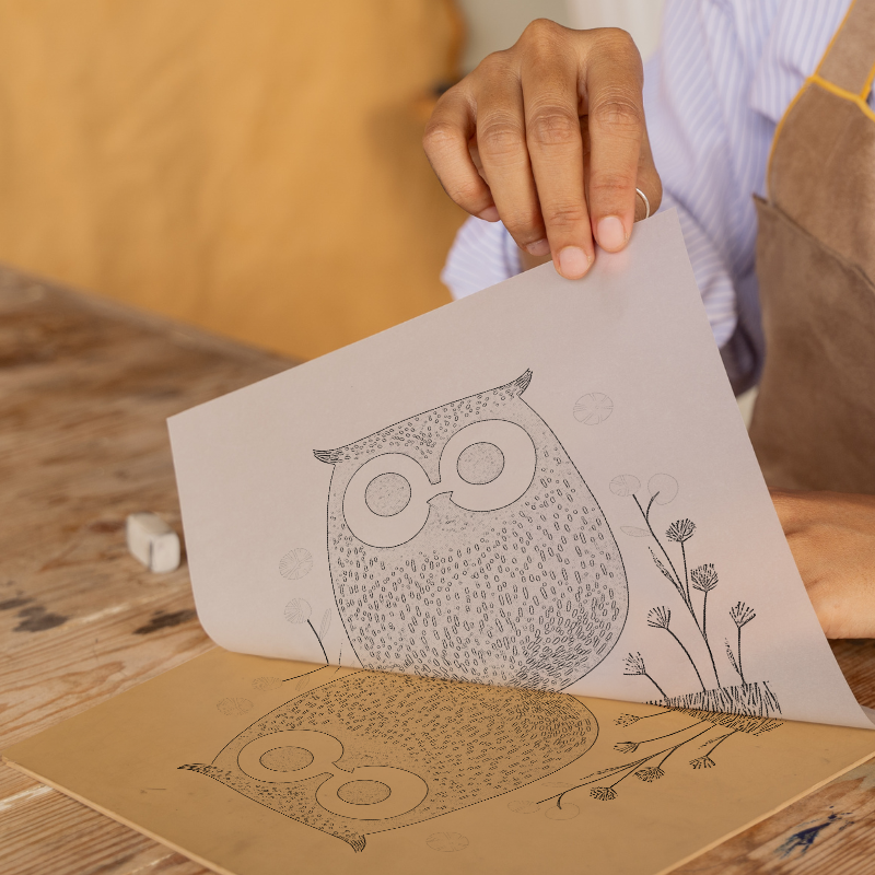 Cute Owl/Owlet Linoprint-Style Art (231-1)