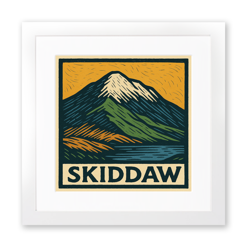 Mountains Linoprint-Style Art (c392)