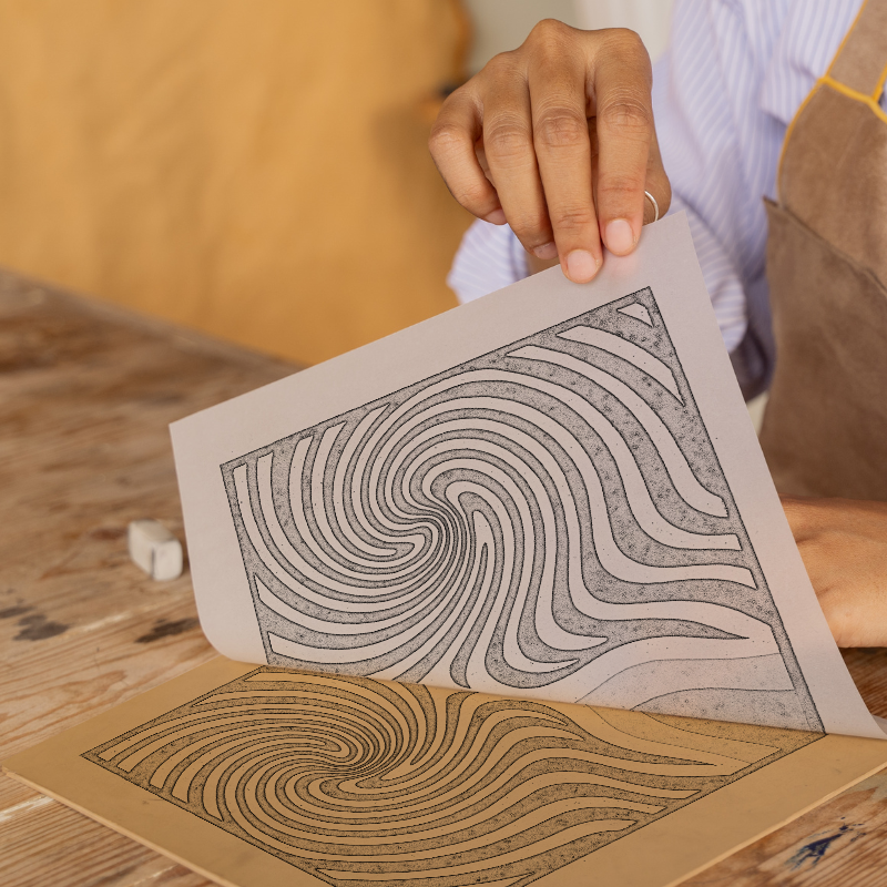 Bauhaus Design Linoprint-Style Art (c416)