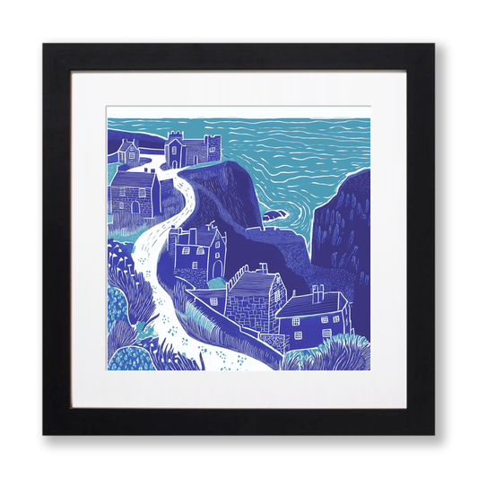 Tintagel Castle Linoprint-Style Art (897-1)