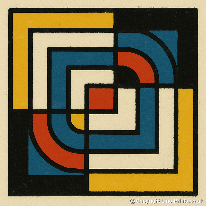 Bauhaus Design Linoprint-Style Art (c447)