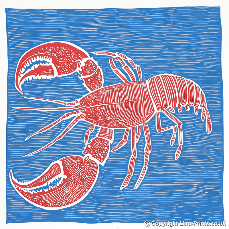 Lobster Linoprint-Style Art (1047-1)