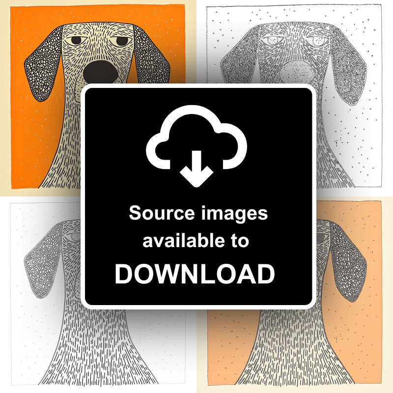 Golden Retriever Linoprint-Style Art (1469-1)