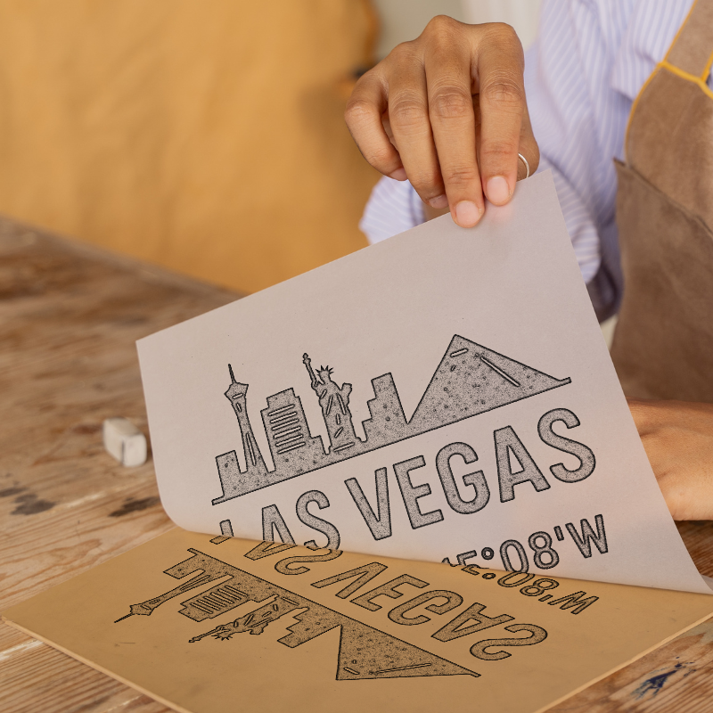 Place Coordinates Linoprint-Style Art (c327)