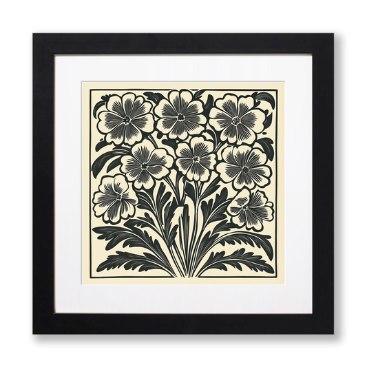 Bergenia Linoprint-Style Art (1696-2)