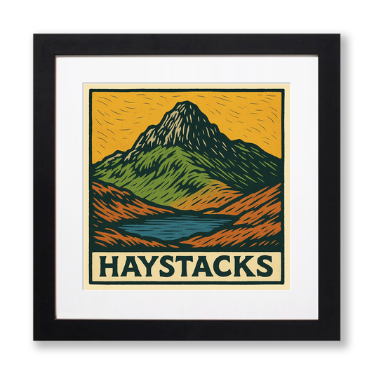 Mountains Linoprint-Style Art (c386)