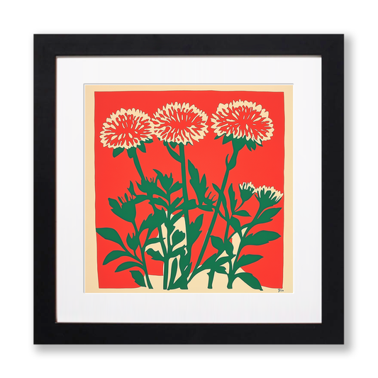 Scabiosa Linoprint-Style Art (1677-1)
