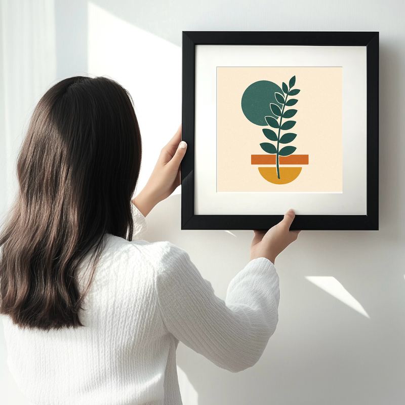 Flowers and Plants Linoprint-Style Art (c525)