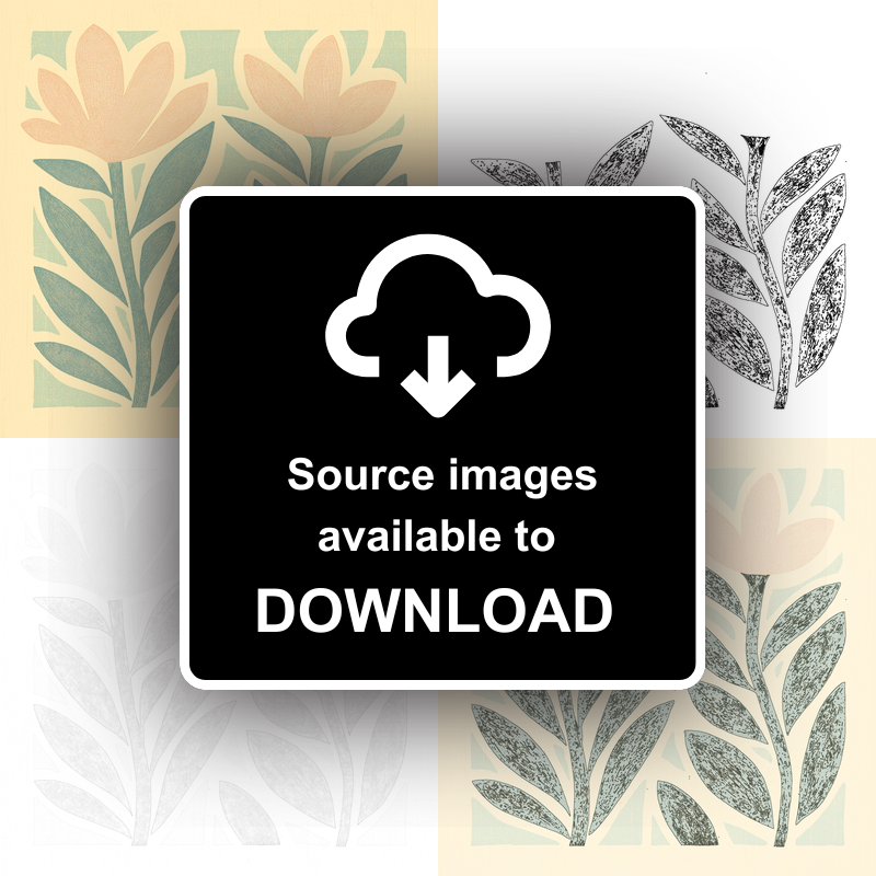 Abstract botanical textures Linoprint-Style Art (487-1)