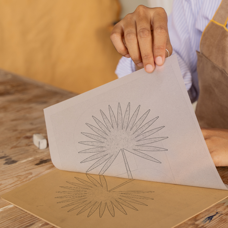 Flowers and Plants Linoprint-Style Art (c529)