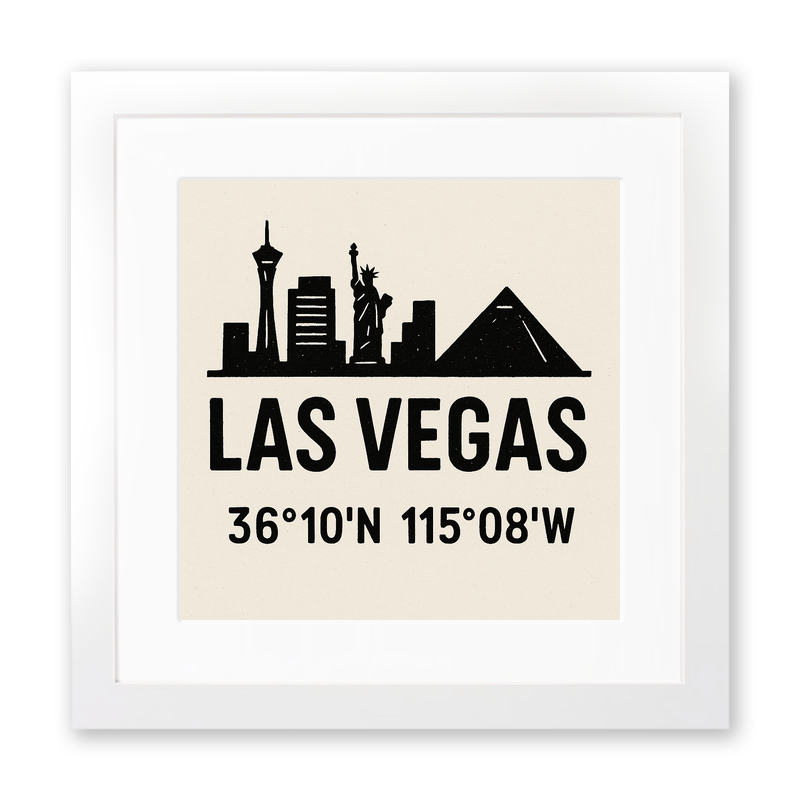 Place Coordinates Linoprint-Style Art (c327)