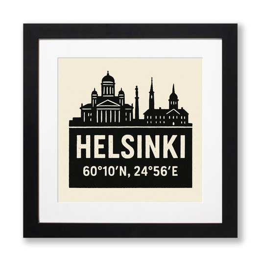 Place Coordinates Linoprint-Style Art (c297)