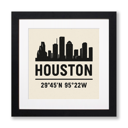 Place Coordinates Linoprint-Style Art (c317)