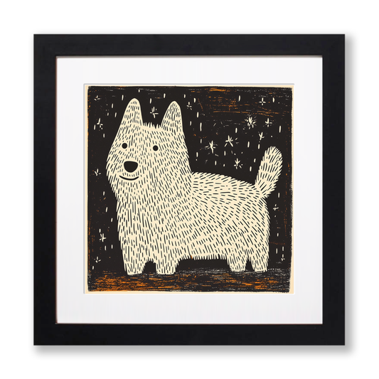West Highland White Terrier Linoprint-Style Art (1492-1)