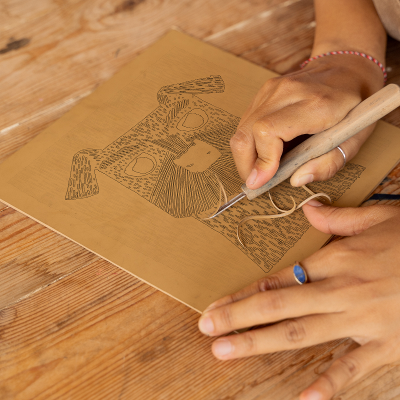 Border Terrier Linoprint-Style Art (1401-1)