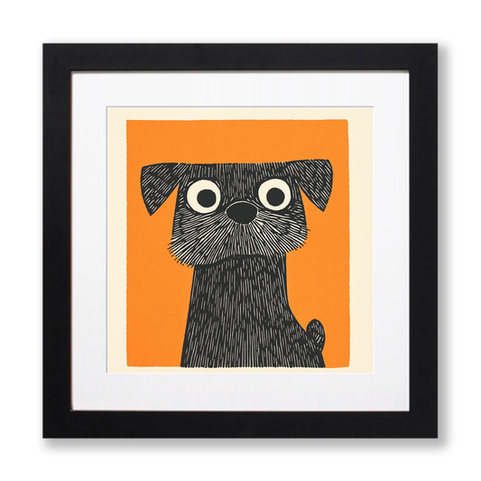 Border Terrier Linoprint-Style Art (1451-1)