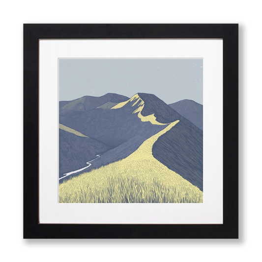 Causey Pike in the Lake District Linoprint-Style Art (2385-1)