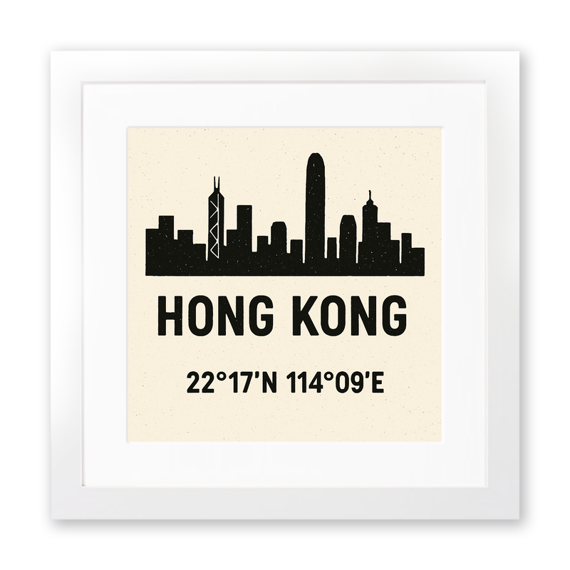 Place Coordinates Linoprint-Style Art (c341)