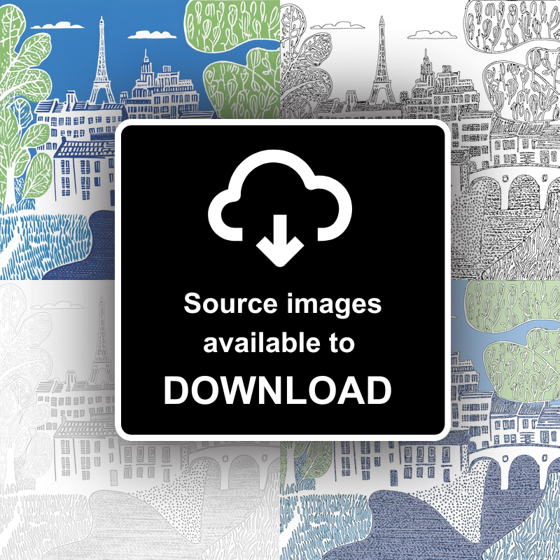 Paris skyline Linoprint-Style Art (863-2)