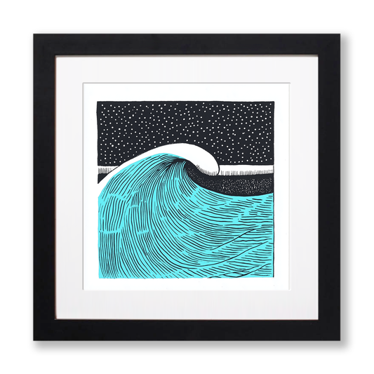 Abstract waves Linoprint-Style Art (536-2)