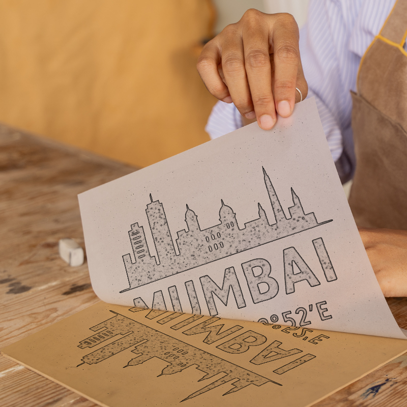 Place Coordinates Linoprint-Style Art (c279)