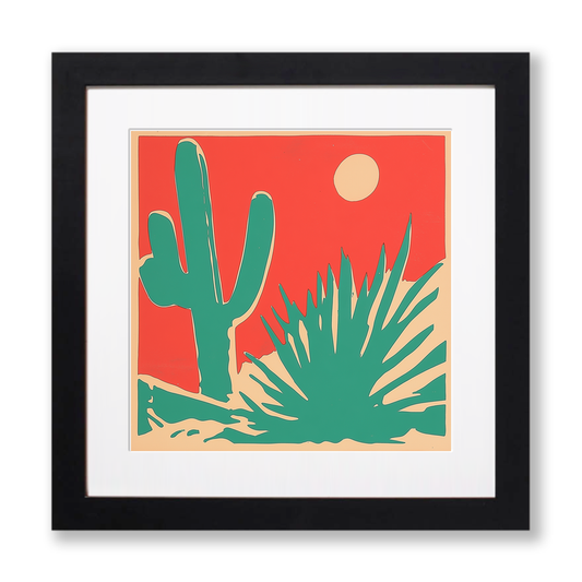 Cactus Linoprint-Style Art (1633-1)