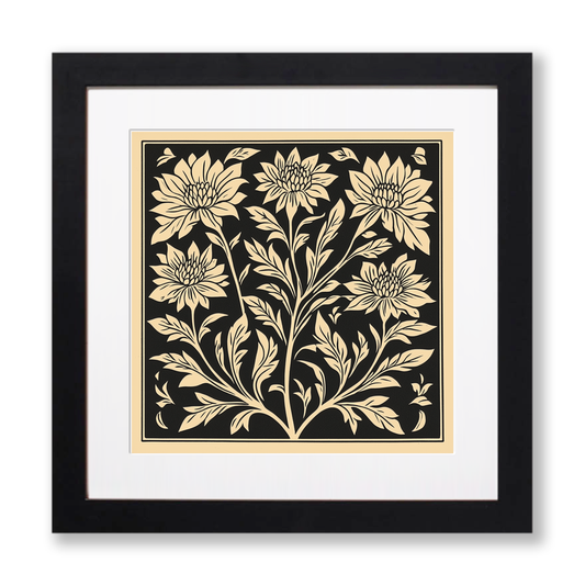 Bee Balm Linoprint-Style Art (1695-1)