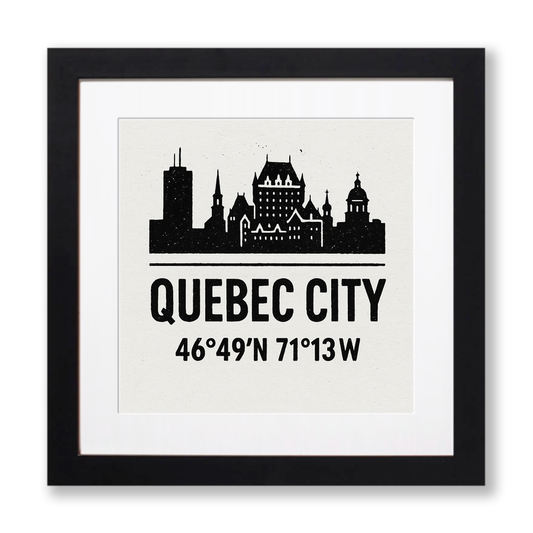 Place Coordinates Linoprint-Style Art (c250)