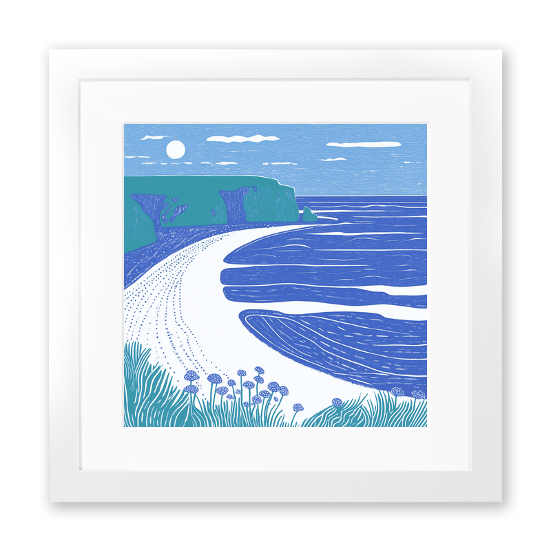 Barafundle Bay, Pembrokeshire Linoprint-Style Art (1077-2)