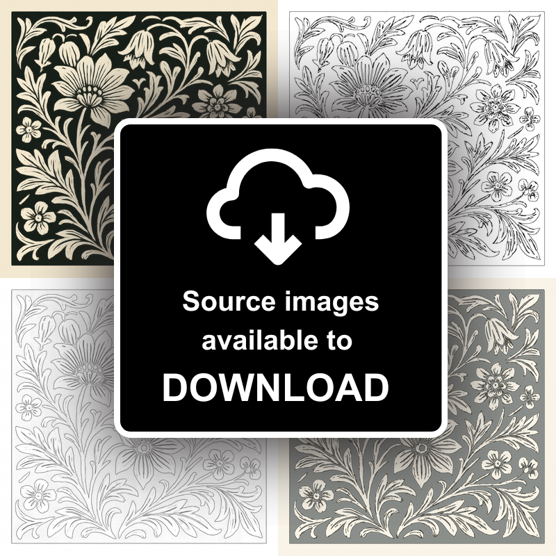 Flowers Linoprint-Style Art (c6)