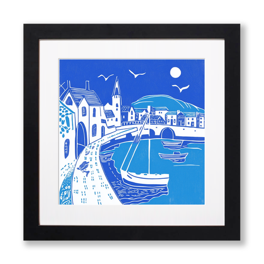 Ilfracombe Harbour, Devon Linoprint-Style Art (1091-3)