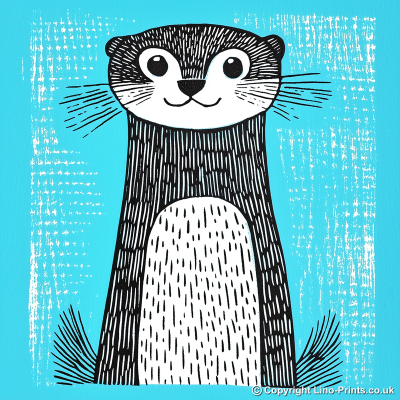Cute Ferret Linoprint-Style Art (621-2)