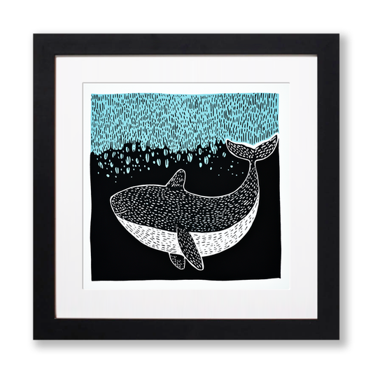 Beluga whale Linoprint-Style Art (744-1)