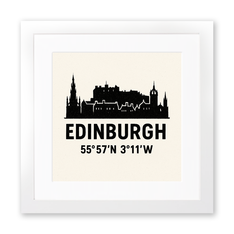 Place Coordinates Linoprint-Style Art (c303)