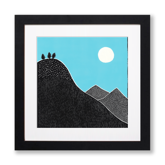 Mountain outline Linoprint-Style Art (697-1)