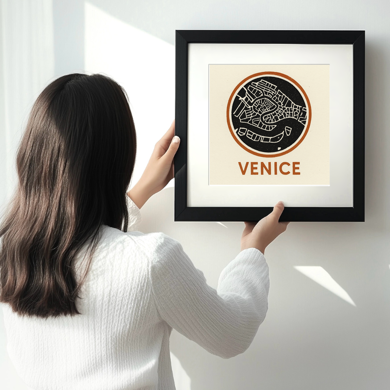 Maps Linoprint-Style Art (c39)