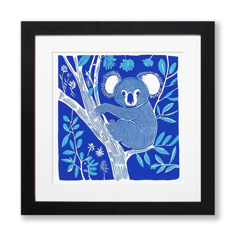 Cute Koala Linoprint-Style Art (919-1)