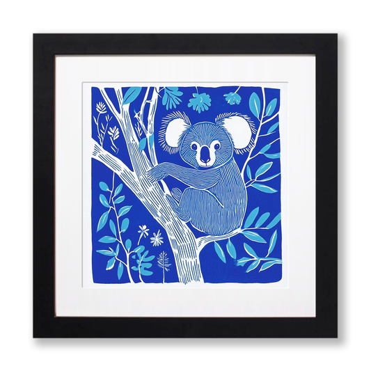 Cute Koala Linoprint-Style Art (919-1)