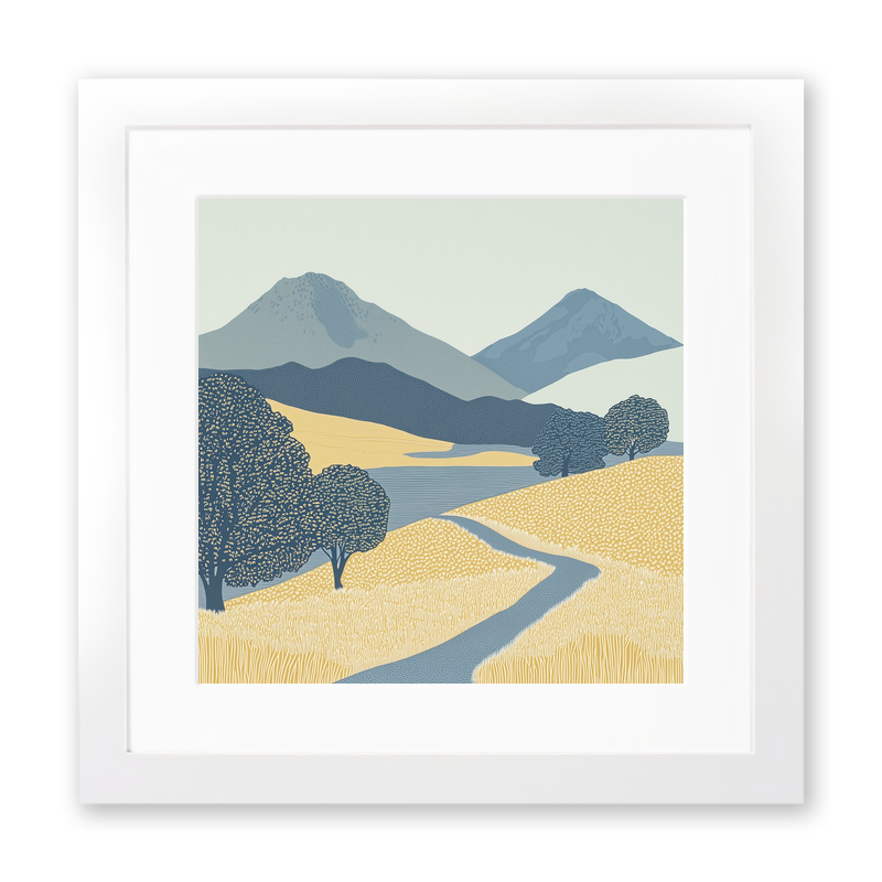 Catbells ridge walk in the Lake District Linoprint-Style Art (2384-3)