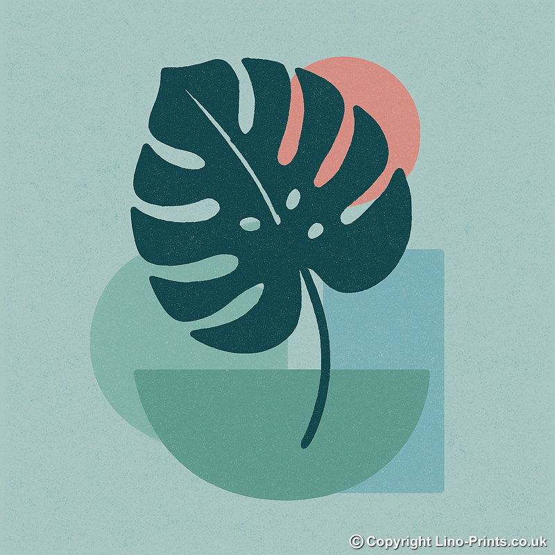Flowers and Plants Linoprint-Style Art (c526)