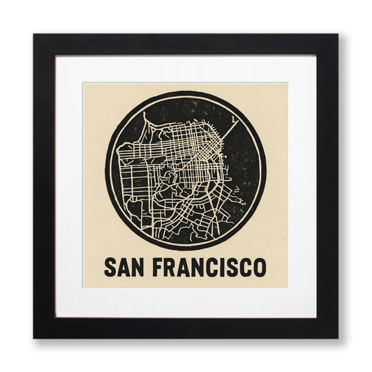 Maps Linoprint-Style Art (c28)