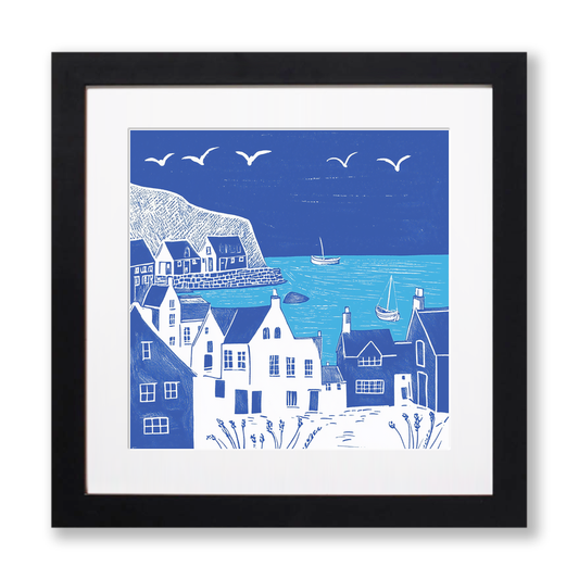 Staithes, North Yorkshire Linoprint-Style Art (1111-3)