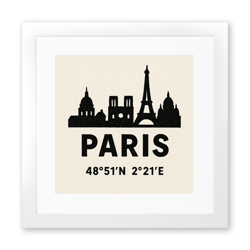 Place Coordinates Linoprint-Style Art (c347)