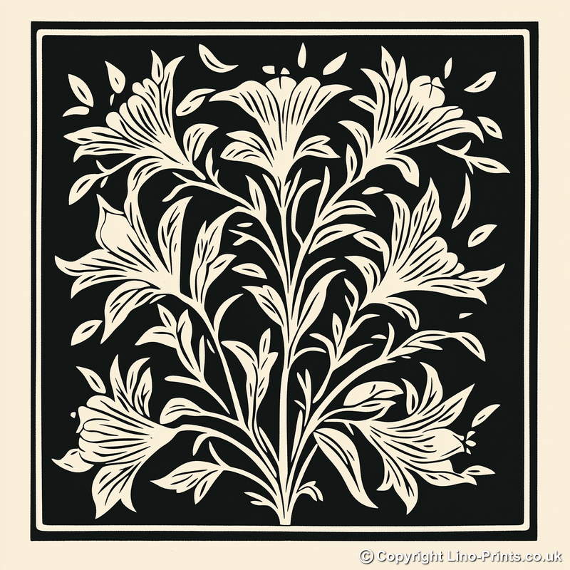 Penstemon Linoprint-Style Art (1732-1)