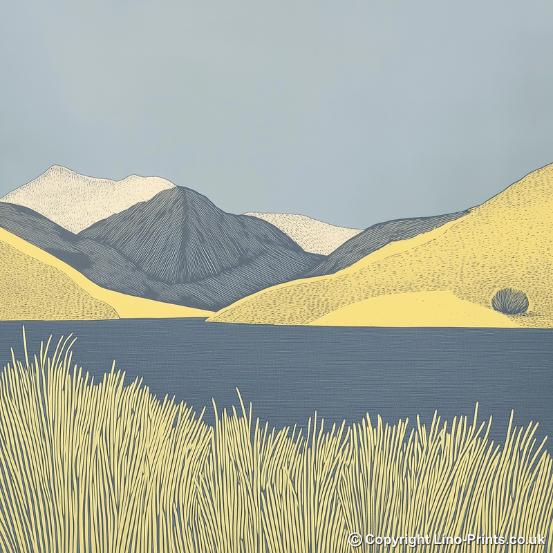 Grisedale Pike in the Lake District Linoprint-Style Art (2439-2)