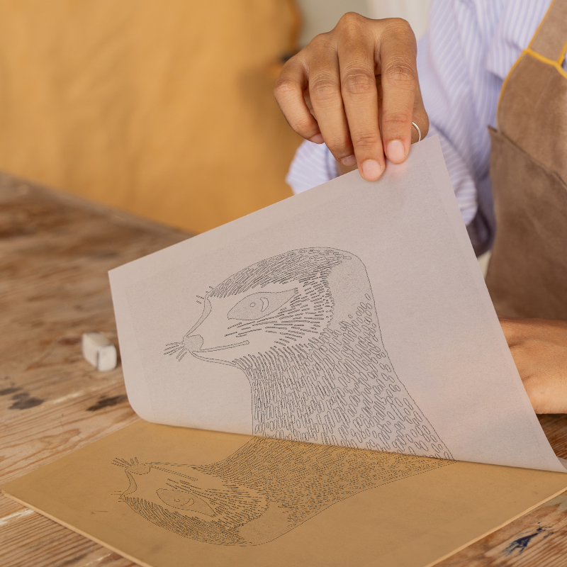 Cute Meerkat Pup Linoprint-Style Art (228-2)