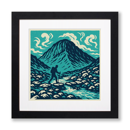 Mountains Linoprint-Style Art (c369)